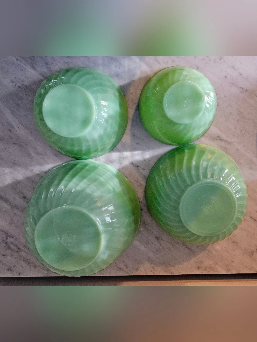 Fire-King Jadeite Swirl Mixing Bowl Set 4 Nesting Vintage Glass